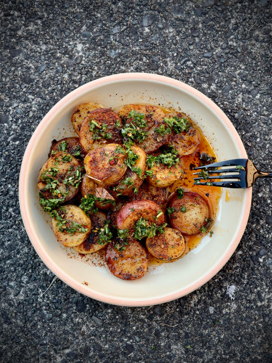 Ancho Seared Potatoes with MexiCan Chimi
